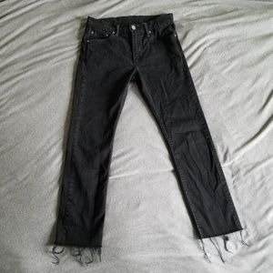 Levi's 510 Black Raw Hem Crop Straight Leg Jeans